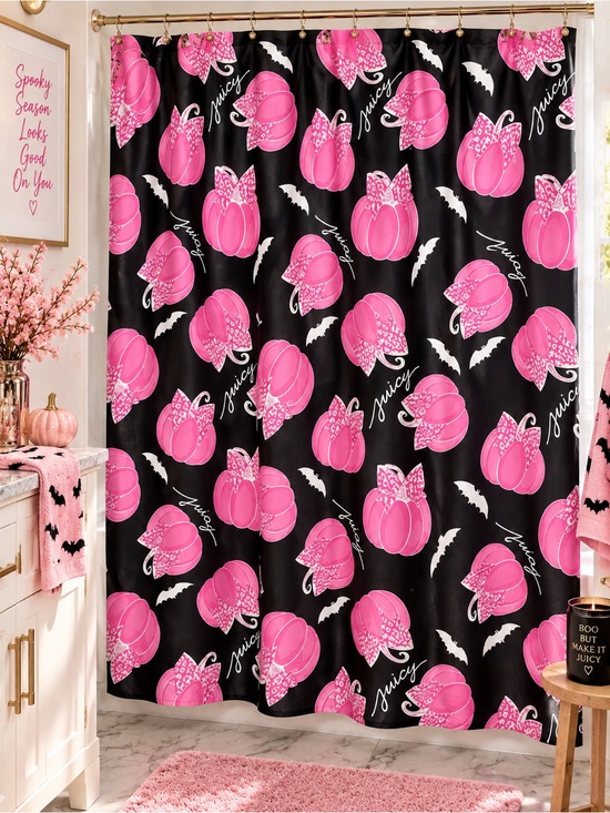 Juicy Couture Other - Juicy Couture Pinkoween Shower Curtain Pink Pumpkin Leopard Bow Halloween NWT